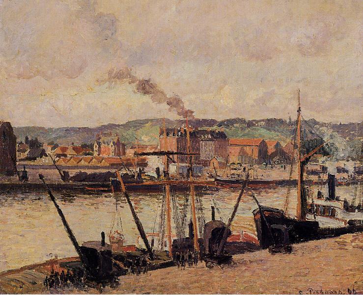 Morning, Rouen, the Quays - Camille Pissarro Paintings